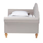 Chaise Classic Twin Size Daybed in Light Grey Fabric with Natural Brown Wood Finish - Elegant Design for Any Room