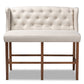 Alira Bar Stool Modern and Contemporary Beige Fabric Upholstered Walnut Finished Wood Button Tufted