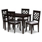 Mael Dining Set Modern Contemporary Grey Fabric Upholstered Espresso Brown Finished 5-Piece Wood