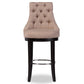 Harmony Bar Stool - Modern Beige Fabric Upholstered Design with Button-Tufting and Metal Footrest