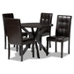 Marie 5-Piece Dining Set - Modern Dark Brown Faux Leather Chairs with Finished Wood Table