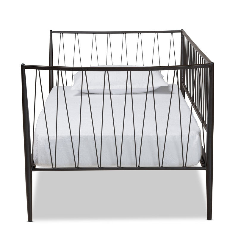 Lysa Twin Size Daybed Modern Black Finished Metal Frame for Stylish Bedroom or Guest Room Decor