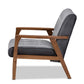 Asta Armchair Mid-Century Modern Grey Velvet Fabric Upholstered Walnut Finished Wood