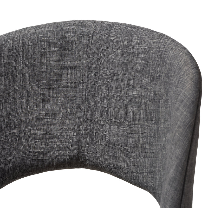 Melrose Bar Stool Mid-Century Modern Dark Grey Fabric Upholstered Walnut Finished Wood (Set of 2)