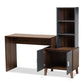 Jaeger Storage Desk - Modern Two-Tone Walnut Brown and Dark Grey Wood with Shelves for Home Office Organization