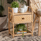 Kobie Nightstand Modern Bohemian Natural Brown Rattan with 1 Drawer for Chic Bedroom Storage