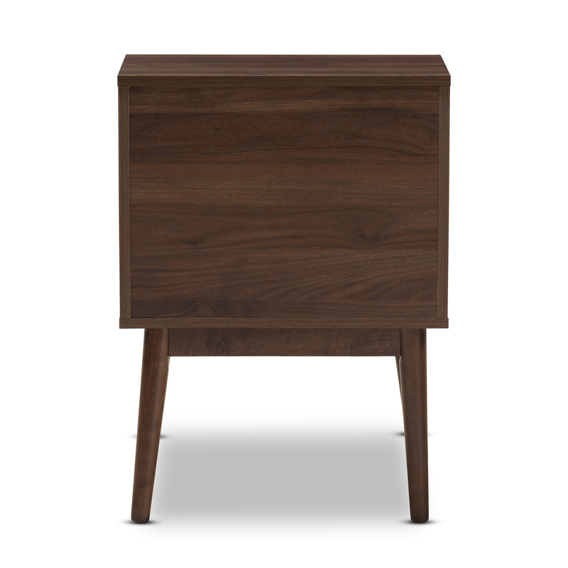 Disa Mid-Century Modern Nightstand Walnut Brown Finish with Storage Drawer and Stylish Design