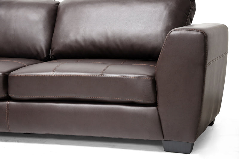 Orland Sectional Sofa Set Brown Leather Modern with Left Facing Chaise