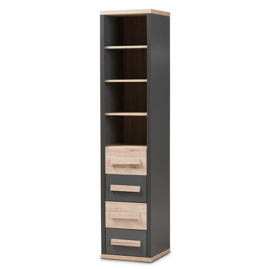 Pandora Storage Cabinet Modern Dark Grey and Light Brown Two-Tone 4-Drawer Organizer for Home and Office Use