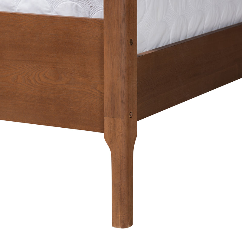 Roman Classic Queen Size Canopy Bed in Ash Walnut Wood with Traditional Design