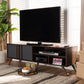 Naoki TV Stand Modern Two-Tone Grey and Walnut Finished Wood 2-Door Entertainment Center for Living Room