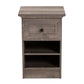 Dara Nightstand Traditional Grey Brown Oak Finished Wood with 1 Drawer for Bedroom Storage