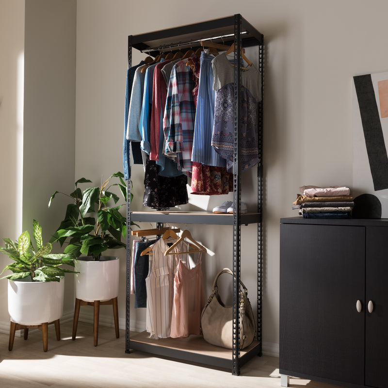 Gavin Black Metal 3-Shelf Closet Organizer for Efficient Storage and Organization