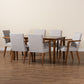 Glenda Dining Set Mid-Century Modern 7-Piece Collection with Greyish Beige Upholstery and Walnut Brown Finished Wood