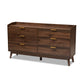 Lena Mid-Century Modern Dresser Walnut Brown 6-Drawer Wood Storage Cabinet for Bedroom or Living Room