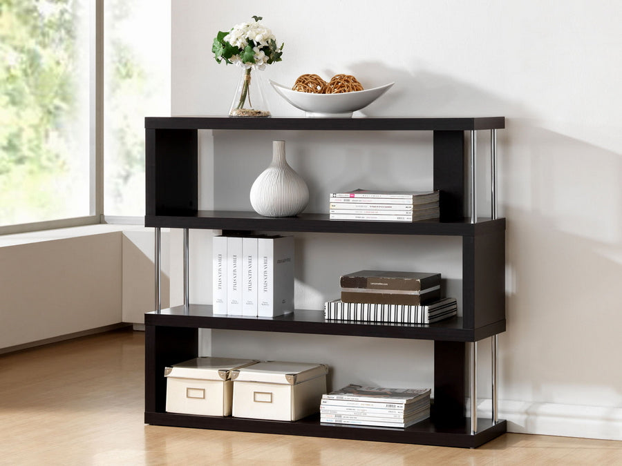 Barnes Bookcase Dark Brown Three-Shelf Modern