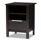 Hamish Nightstand Modern Wenge Brown Finished 1-Drawer Bedside Table for Bedroom Storage