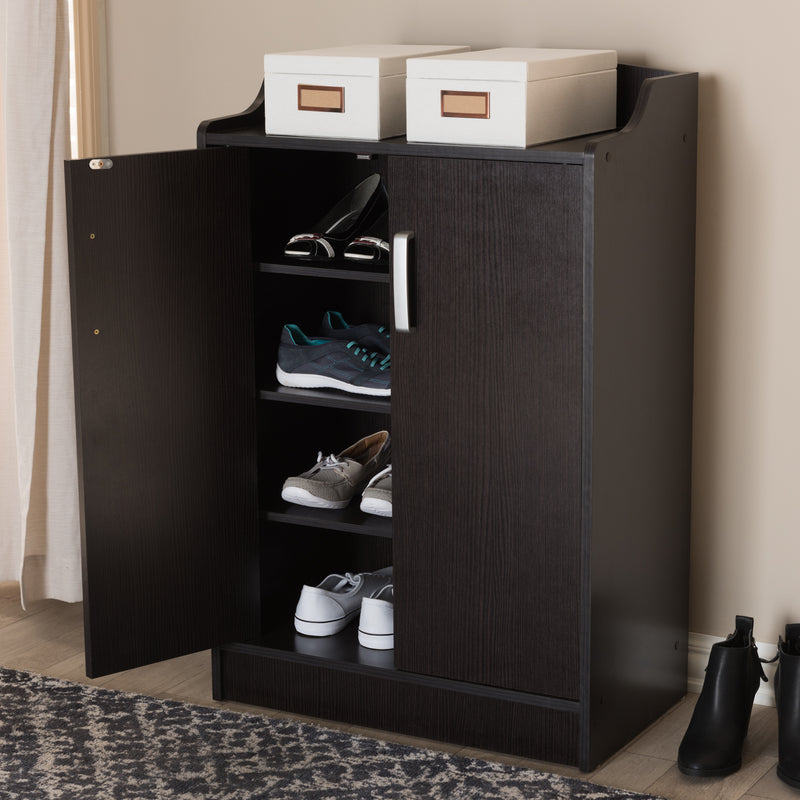 Verdell Shoe Cabinet Modern Contemporary Wenge Brown Finish for Stylish Storage Solutions