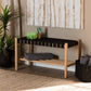 Cadmus Rustic Mid-Century Modern Wood Bench in Black and Oak Finish - Stylish Seating for Entryway, Living Room or Bedroom