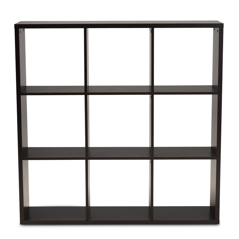 Janne 9-Cube Multipurpose Storage Shelf in Dark Brown Finish for Organizing and Displaying Books and Decor