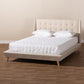 Naya Wingback Platform Bed - Mid-Century Modern Beige Fabric Upholstered