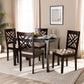 Caron Dining Set Modern and Contemporary Gray Fabric Upholstered Espresso Brown Finished Wood 5-Piece