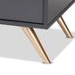 Kelson Sideboard Buffet - Modern Dark Grey and Gold Finished Wood 2-Door Storage Cabinet