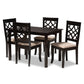 Mael Dining Set Modern Contemporary Grey Fabric Upholstered Espresso Brown Finished 5-Piece Wood