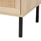 Caterina End Table - Mid-Century Modern Design with Natural Brown Wood and Rattan, 1-Door Storage for Living Room or Bedroom