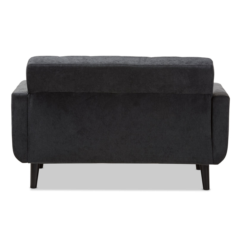 Carina Loveseat Mid-Century Modern Dark Grey Fabric Upholstered