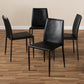 Pascha Dining Chair Modern and Contemporary Black Faux Leather Upholstered Set of 4