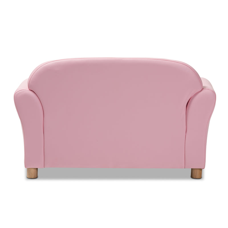 Gemma Kids Loveseat Modern Pink Faux Leather 2-Seater Sofa for Children