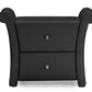 Victoria Nightstand - Matte Black PU Leather with 2 Storage Drawers