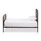 Monoco Twin Size Platform Bed Rustic Industrial Design with Black Metal and Coco Brown Wood