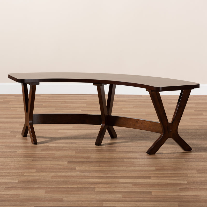 Berlin Dining Bench - Mid-Century Modern Design with Walnut Finish and Curved Wood for Stylish Seating