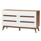 Calypso Mid-Century Modern 3-Piece Storage Set in Two-Tone White and Walnut Finished Wood for Stylish Organization and Décor