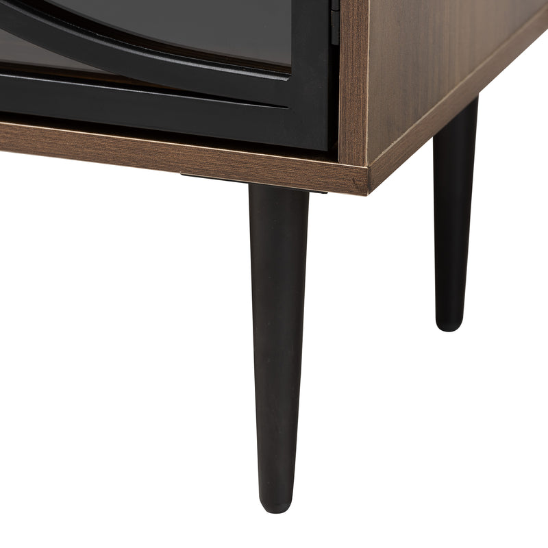 Carter Sideboard Mid-Century Modern Industrial Design Walnut Brown Wood Black Metal 2-Door Storage Cabinet