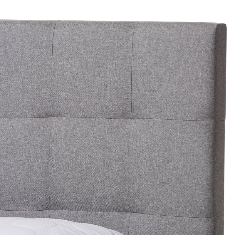 Tibault Queen Size Storage Bed Modern Grey Fabric Upholstered Design with Ample Under-Bed Storage