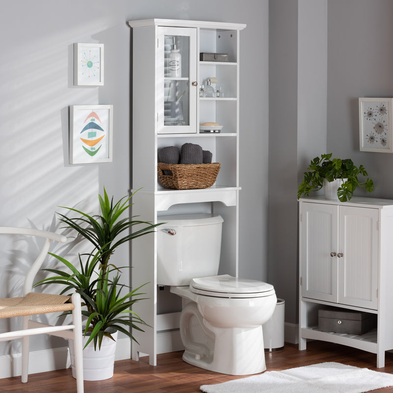 Campbell Bathroom Storage Cabinet Modern White Finished Wood Over the Toilet Organizer for Space-Saving Solutions