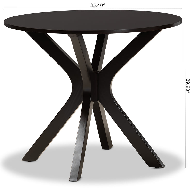 Kenji Dining Table Modern and Contemporary Dark Brown Finished 35-Inch Wide Round Wood