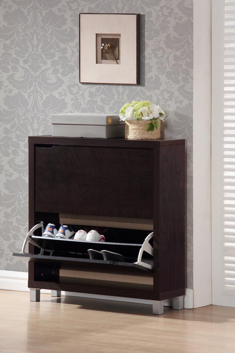 Simms Shoe Cabinet Dark Brown Modern