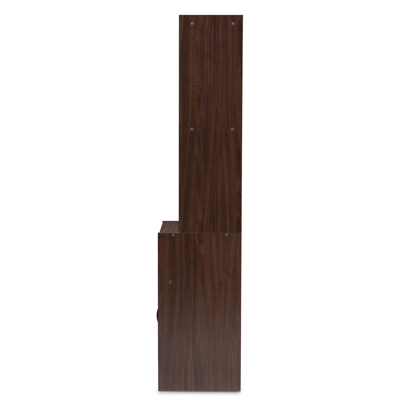 Laurana Kitchen Cabinet Modern and Contemporary Dark Walnut Finish with Hutch