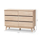 Miren Mid-Century Modern Dresser with 6 Drawers in Light Oak and Dark Grey for Stylish Bedroom Storage