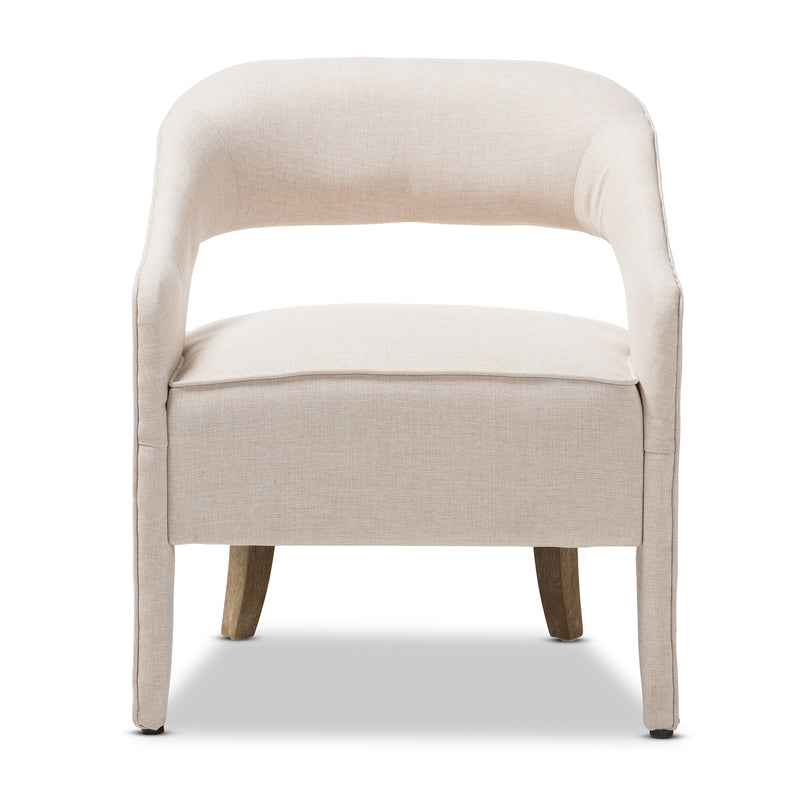 Floriane Lounge Chair Modern Beige Fabric Upholstered Seating for Living Room or Office Decor