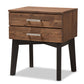 Selena Nightstand Mid-Century Modern Brown Wood 2-Drawer Bedside Table with Storage Solutions