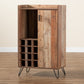 Mathis Wine Storage Cabinet Modern Rustic Brown Wood with Black Metal Accents