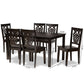 Luisa Dining Set Modern and Contemporary Transitional Dark Brown Finished Wood 7-Piece