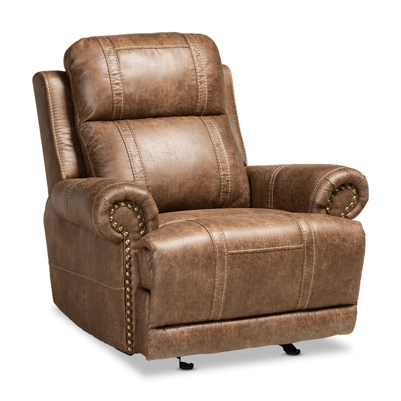 Buckley 3-Piece Reclining Living Room Set in Modern Light Brown Faux Leather Upholstery