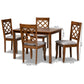 Sari Dining Set Modern 5-Piece Grey Fabric Upholstered Dining Set with Walnut Brown Finished Wood