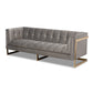 Ambra Glam Sofa Luxe Black Velvet Upholstered Button Tufted with Gold-Tone Frame